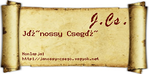 Jánossy Csegő névjegykártya